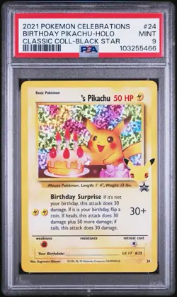 Birthday Pikachu #24 | Pokemon TCG - 2021 Celebrations | PSA 9 MINT (c) - Image 1