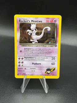 Rocket's Mewtwo 14/132 Gym Challenge Unlimited Holo Pokemon LP+/NM- EG3 SWIRL 🌀 - Image 1