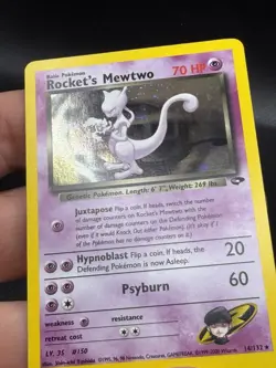 Rocket's Mewtwo 14/132 Gym Challenge Unlimited Holo Pokemon LP+/NM- EG3 SWIRL 🌀 - Image 2