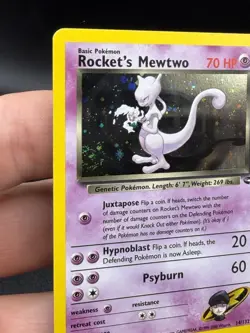 Rocket's Mewtwo 14/132 Gym Challenge Unlimited Holo Pokemon LP+/NM- EG3 SWIRL 🌀 - Image 4