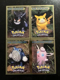 1999 Hasbro Toy Wishes Magazine RARE Pokemon Trading Card Set Of 4 NM - Uncut - Image 1