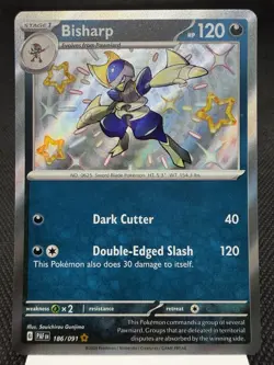 Bisharp 186/091 - Shiny Holo Rare - Paldean Fates Pokemon Card MINT - Image 1