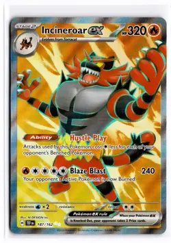 2024 TCG Pokemon Incineroar Ex 187/162 Holo Full Art Ultra Rare Temporal Forces - Image 1