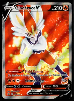 2020 TCG Pokemon #178 Cinderace V 178/192 Holo Full Art Ultra Rare Rebel Clash - Image 1