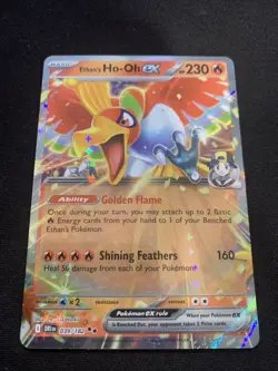 POKEMON DESTINED RIVALS - FULL ART - Double Rare - ETHAN'S HO-OH EX 039/182 - Image 2