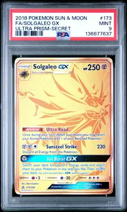 Pokemon TCG Solgaleo GX 173/156 SM Ultra Prism Secret Rare PSA 9 - Image 1