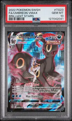 2022 POKEMON SWORD & SHIELD BRILLIANT STARS #TG23 FULL ART/UMBREON VMAX PSA 10 - Image 1