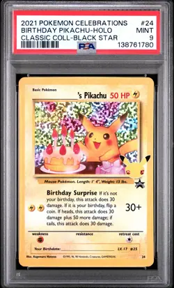 Birthday Pikachu Holo 24 Celebrations Classic Collection Pokemon PSA 9 *780 - Image 1