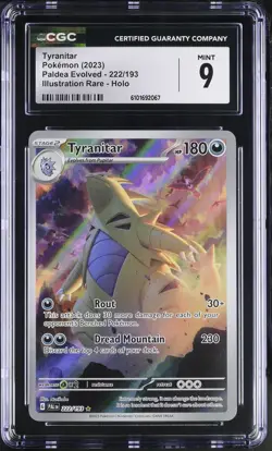 Tyranitar 222/193 Illustration Rare Holo Paldea Evolved Pokemon CGC 9 Mint *067 - Image 1