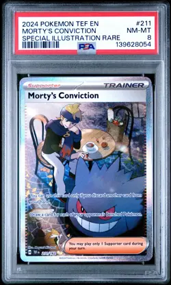 Morty's Conviction 211/162 Special Illustration Rare Pokemon PSA 8 *054 - Image 1