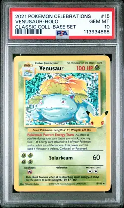 Venusaur 15 Celebrations Classic Collection Holo Pokemon PSA 10 *868 - Image 1