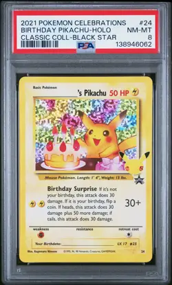 Birthday Pikachu Holo 24 Celebrations Classic Collection Pokemon PSA 8 *062 - Image 1