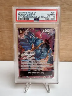 2024 ONE PIECE OFFLINE REGIONALS PACK 2024 VOL.3 FINALIST MONKEY D. LUFFY PSA 10 - Image 1