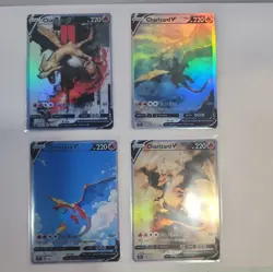 Lot of 4 Custom holo Charizard V Pokemon Trading Card sleeved & top loaded - Image 2