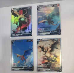 Lot of 4 Custom holo Charizard V Pokemon Trading Card sleeved & top loaded - Image 3