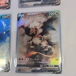 Lot of 4 Custom holo Charizard V Pokemon Trading Card sleeved & top loaded - Image 4