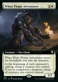 MTG WHITE PLUME ADVENTURER EXTENDED ART Battle for Baldur's Gate NM - Image 1