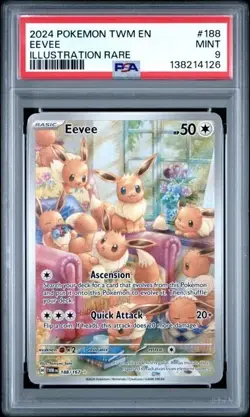 EEVEE #188 PSA 9 • 2024 MINT Pokemon SV06:Twilight Masquerade Illustration Rare - Image 1