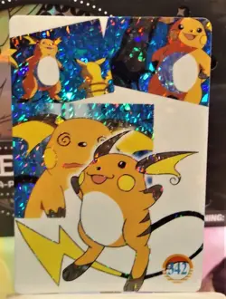POKEMON POCKET MONSTERS VENDING PRISM STICKER 342 RAICHU PIKACHU REV. - Image 1