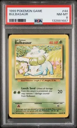 Bulbasaur #44/102 PSA 8 • 1999 Pokemon TCG Base Set NM-MT - Image 1