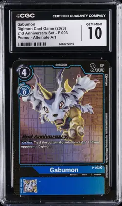 2023 DIGIMON CARD GAME #P-003 GABUMON CGC 10 GEM MINT - Image 1