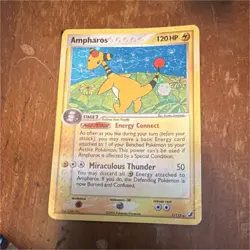 Pokemon Ampharos EX Unseen Forces 1/115 Holo Rare 120HP English TCG Card 2005 - Image 1
