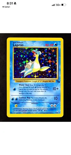 1999 Pokemon Base Set Lapras Holo Card 10/62 WOTC Vintage Rare NM/LP Condition - Image 1