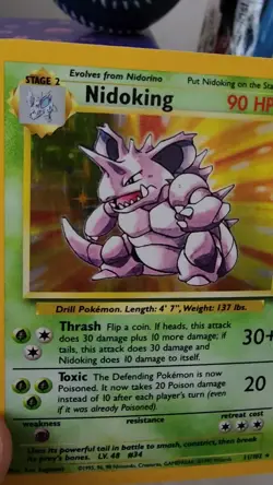 Pokemon TCG Nidoking Base Set Holo Unlimited Rare Card 11/102 VINTAGE - Image 2