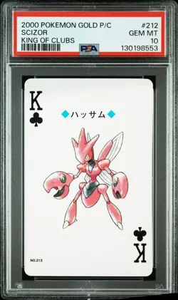 2000 POKEMON GOLD VERSION PLAYING CARDS 212 SCIZOR KING OF CLUBS PSA10 - Image 1