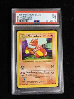 Shadowless Charmeleon 24/102 - 1999 Pokemon Game Base Set WoTC Card - PSA 7 NM - Image 1