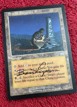 Onslaught MTG Starlit Sanctum Ben Thompson Signed Cleric land - Image 1