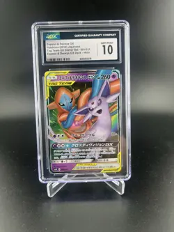 CGC 10 Espeon & Deoxys GX 001/031 Tag Team GX Starter Set smM Pokemon Card - Image 1