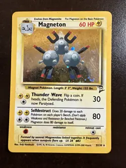 Magneton 9/130 Holo Rare MP Pokemon TCG Base Set 2 MP - Image 1
