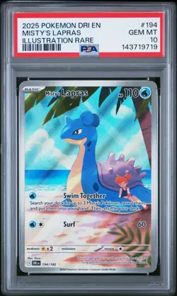 2025 POKEMON DRI EN-DESTINED RIVALS ILLUSTRATION RARE #194 MISTY'S LAPRAS PSA 10 - Image 1