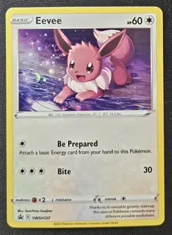 SWIRL Eevee SWSH127 Sword & Shield Black Star Promos Cosmos Holo Pokemon 2021 NM - Image 1