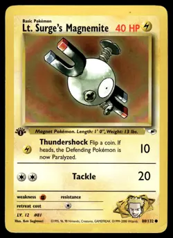Lt. Surge's Magnemite 80/132 WOTC Gym Heroes 1st Edition Pokemon [DMG] - Image 1