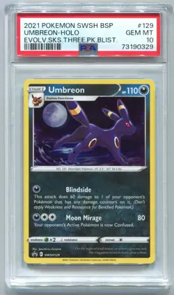 2021 POKEMON SWSH BLACK STAR PROMO | EVOLVING SKIES UMBREON HOLO SWSH129 PSA 10 - Image 1