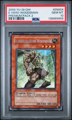 2008 YU-GI-OH! PREM PACK 2 #EN004 ELEMENTAL HERO WOODSMAN PSA 10 - Image 1