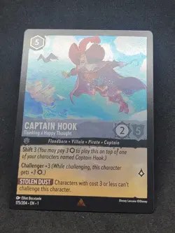 Disney Lorcana TCG: Captain Hook Thinking a Happy Thought 175/204 Rare Foil 1_d - Image 1