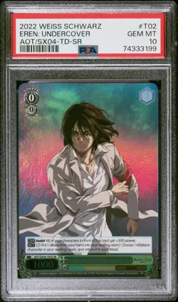 Weiss Schwarz Attack on Titan Final Season Eren Undercover TD SR GEM MINT PSA 10 - Image 1
