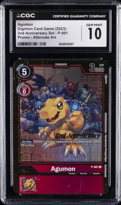 2023 DIGIMON CARD GAME #P-001 AGUMON CGC 10 GEM MINT - Image 1