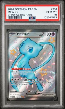 2024 POKEMON PAF EN-PALDEAN FATES SHINY ULTRA RARE #216 MEW EX PSA 10 - Image 1