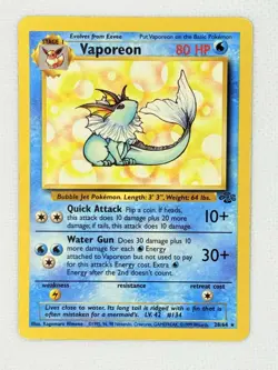 Vaporeon 28/64 Jungle Non Holo Rare LP Pokemon Card - Image 1