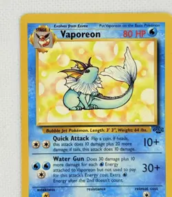 Vaporeon 28/64 Jungle Non Holo Rare LP Pokemon Card - Image 2