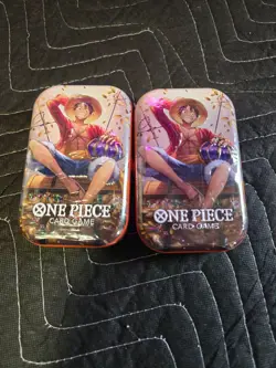 New & Sealed! Set of 2 One Piece Card Game Tin Pack Set Volume 2 - Image 1