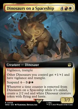 Dinosaurs on a Spaceship - Foil - Extended Art - Commander: Universes Beyond: Do - Image 1
