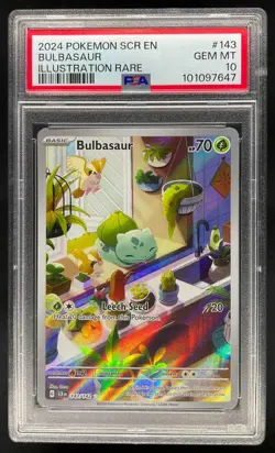 2024 Pokemon Stellar Crown Bulbasaur Illustration Rare PSA 10 Gem Mint #143/142 - Image 1