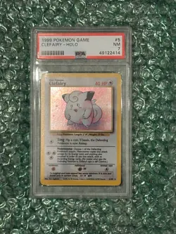 1999 POKEMON BASE SET UNLIMITED #5 CLEFAIRY-HOLO PSA 7 - Image 1