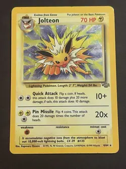 Pokemon TCG Jolteon Jungle Set Rare 4/64 Holographic Lightly Played Vintage - Image 5