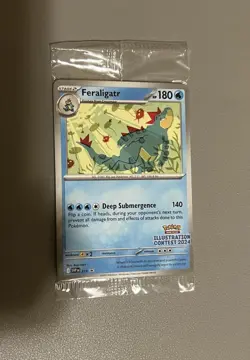 Sealed Pokemon TCG Feraligatr and Pikachu Illustration Contest 2024 Promo Card - Image 1